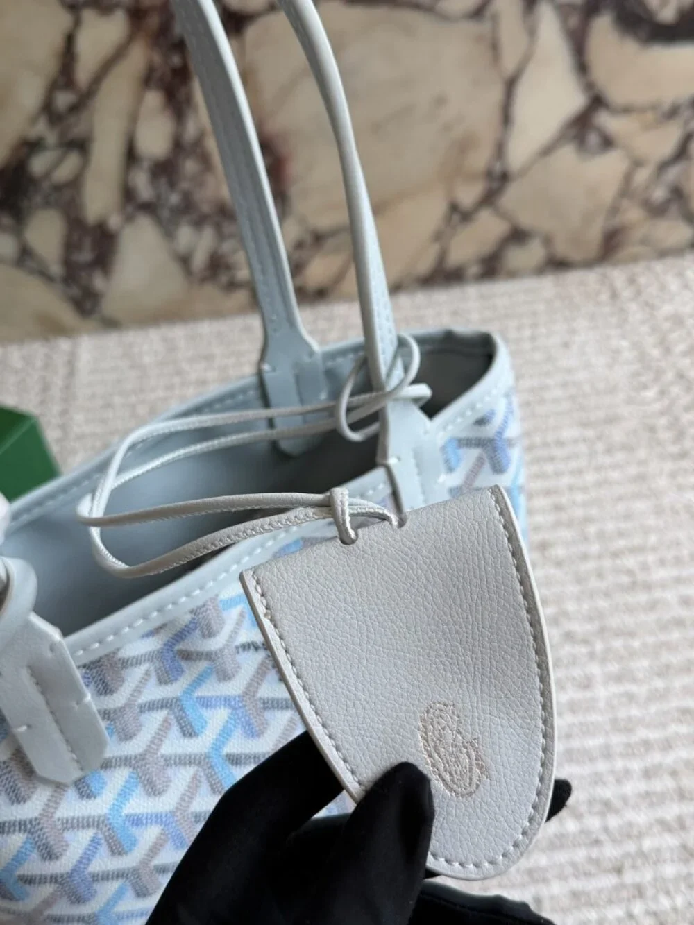 Goyard Mini Anjou Polar Blue Reversible Handbag Mini Tote with Accessories